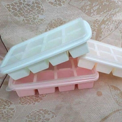 Khay Đá 8 Viên Vuông có nắp Việt Nhật nhựa dẻo, vỉ đá 8 ô, khay trữ đồ ăn dặm cho bé, khuôn làm thạch bền đẹp (6932) A5342