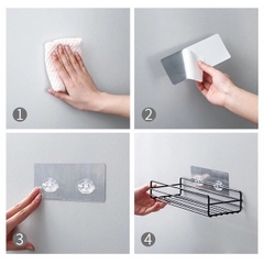 Kệ Nhà Tắm Dán Tường Bằng Kim Loại, Kệ Gia Vị Nhà Bếp Đựng Đồ Trang Trí Decor Phòng Khách A2751