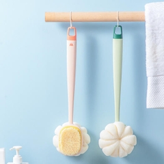 Cây Bông Tắm Chà Lưng 2 Mặt Kèm Bàn Chải cọ da mền mịn đồ dùng nhà tắm A3941