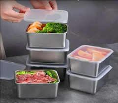 Hộp Đựng Thực Phẩm inox Có Nắp, Khay inox Bảo Quản Thực Phẩm Tủ Lạnh A4331