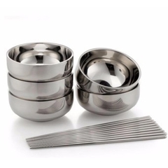Bát Inox 2 Lớp Cách Nhiệt Chống Nóng, Bát ăn Cơm cho Trẻ em không lo rớt vỡ A4041