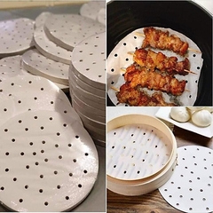Bịch 100 Tờ Giấy Nến Đục Lỗ Tròn Lót Xửng Hấp Thấm Dầu Ăn Size 23cm HA402