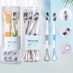 Hộp 8 Bàn Chải Đánh Răng Kèm Nạo Lưỡi Vệ Sinh Răng Miệng tiện lợi A2443