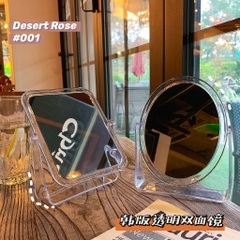 Gương trang điểm trong suốt để bàn 2 mặt gương xoay 360 độ thiết kế phong cách Hàn Quốc A4351
