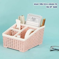 ( Loại To) Khay Nhựa Việt Nhật Để Bàn 4 Ngăn Lớn A5432