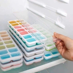 Khay Làm Đá Silicon Có Nắp Đậy 14 Viên Bảo Quản Chống Mùi A5312