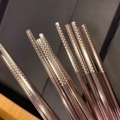 Hộp 5 Đôi Đũa Inox 304 Chống Trơn Trượt Cao Cấp Hàn Quốc, Đũa Inox An toàn Vệ Sinh Chống ẩm mốc A2832