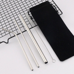 Bộ 3 Ống Hút Inox Kèm Cọ Rửa Vệ Sinh Có Túi Đựng Dây Rút Canvas A2042