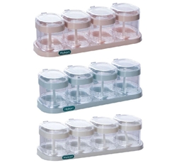 Bộ 4 Lọ Đựng Gia Vị Hokori Cao Cấp Size Lớn, Hũ Đựng Gia Vị Có Thìa Nhựa Trong Suốt Loại Xịn A4561
