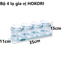 Bộ 4 Lọ Đựng Gia Vị Hokori Cao Cấp Size Lớn, Hũ Đựng Gia Vị Có Thìa Nhựa Trong Suốt Loại Xịn A4561