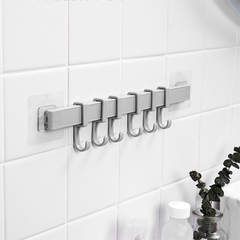 Thanh Móc Treo Quần Áo 6 Móc Dán Tường Nhà Tắm Bếp Tủ Quần Áo Không Cần Khoan Tường A3613