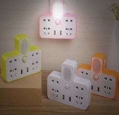 Ổ Cắm Điện Đa Năng Thông Minh Có Cổng USB Kèm Đèn Ngủ Rắc 3 Chân A1361