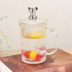 Ly Uống Nước Thủy Tinh Nắp Gấu Kèm Ống Hút Sang Trọng A2841