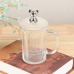 Ly Uống Nước Thủy Tinh Nắp Gấu Kèm Ống Hút Sang Trọng A2841