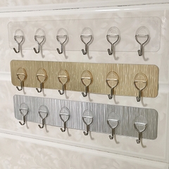 Thanh 6 Móc Kim Loại Dán Tường Siêu DínhTreo Đồ Quần Áo Đa Năng Bản Lề Tròn A4921