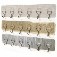 Thanh 6 Móc Kim Loại Dán Tường Siêu DínhTreo Đồ Quần Áo Đa Năng Bản Lề Tròn A4921