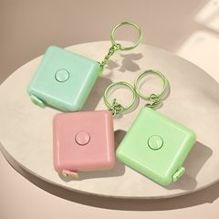 Thước dây vuông đo eo đo quần áo mini 1,5m hình vuông có móc khóa, thước đo chiều cao cơ thể L0644