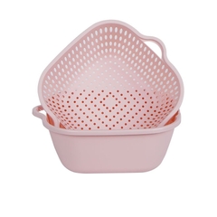 Bộ Rổ Kèm Chậu 2 Lớp Nhựa Vuông Việt Nhật Rửa Rau Củ Trái Cây (3288-3289-3290) A2711