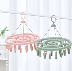 Móc Chùm Tròn 24 Kẹp Nhựa Chống Gió Phơi Quần Áo Trẻ Em Tất Vớ Quần Lót A0451