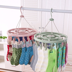 Móc Chùm Tròn 24 Kẹp Nhựa Chống Gió Phơi Quần Áo Trẻ Em Tất Vớ Quần Lót A0451