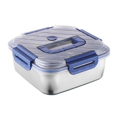 Hộp Đựng Thực Phẩm inox Vuông 2500ml Có Quai Xách, Khay inox Bảo Quản Thực Phẩm Tủ Lạnh A2753