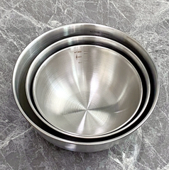 Set 3 Bát Âu Trộn Bột, Thau Trộn Salad Inox 304 Dày Dặn Có Vạch Chia Dung Tích Cao Cấp A2261