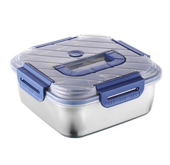 Hộp Đựng Thực Phẩm inox Vuông 2500ml Có Quai Xách, Khay inox Bảo Quản Thực Phẩm Tủ Lạnh A2753