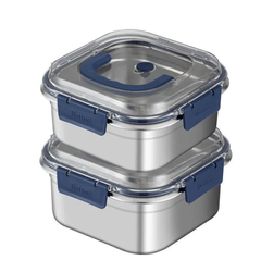 Hộp Đựng Thực Phẩm inox Vuông 2500ml Có Quai Xách, Khay inox Bảo Quản Thực Phẩm Tủ Lạnh A2753