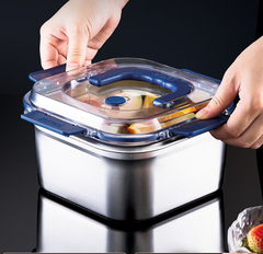 Hộp Đựng Thực Phẩm inox Vuông 2500ml Có Quai Xách, Khay inox Bảo Quản Thực Phẩm Tủ Lạnh A2753