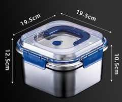 Hộp Đựng Thực Phẩm inox Vuông 2500ml Có Quai Xách, Khay inox Bảo Quản Thực Phẩm Tủ Lạnh A2753