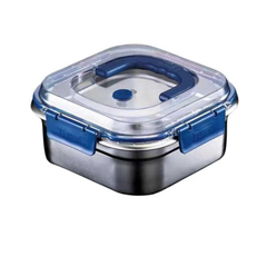 Hộp Đựng Thực Phẩm inox Vuông 2500ml Có Quai Xách, Khay inox Bảo Quản Thực Phẩm Tủ Lạnh A2753