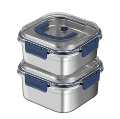 Hộp Đựng Thực Phẩm inox Vuông 2500ml Có Quai Xách, Khay inox Bảo Quản Thực Phẩm Tủ Lạnh A2753