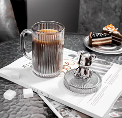 Ly Uống Nước Thủy Tinh Nắp Gấu Kèm Ống Hút Sang Trọng A2841