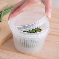 Hộp đựng hành lá nhà bếp hộp đựng thực phẩm hành tây, gừng, tỏi, thoát nước bằng nhựa để tủ lạnh L0441