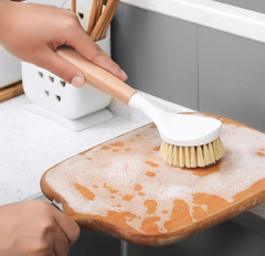 Bàn chải cọ rửa xoong nồi cán gỗ đa năng vệ sinh nhà bếp, cọ rửa nồi rửa bát đĩa L0611