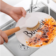 Bàn chải cọ rửa xoong nồi cán gỗ đa năng vệ sinh nhà bếp, cọ rửa nồi rửa bát đĩa L0611