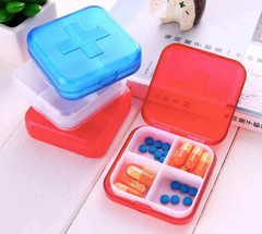 Hộp đựng thuốc 4 ngăn 4 liều bỏ túi  du lịch hình chữ thập bốn ô vuông hộp đựng thuốc mini di động L0731