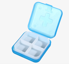Hộp đựng thuốc 4 ngăn 4 liều bỏ túi  du lịch hình chữ thập bốn ô vuông hộp đựng thuốc mini di động L0731