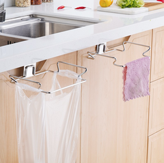 Giá treo túi đựng rác bằng thép không gỉ sáng tạo móc treo đồ phía sau cửa tủ bếp đa năng L0753