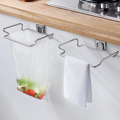 Giá treo túi đựng rác bằng thép không gỉ sáng tạo móc treo đồ phía sau cửa tủ bếp đa năng L0753
