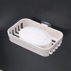 Khay đựng xà phòng nhựa lúa mạch bằng rơm lúa mì, giá đựng xà phòng không đục lỗ  treo tường L0811