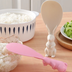 Muỗng nhựa xới cơm hình con thỏ đứng chống dính, vá xúc cơm gia đình hoạt hình L0824