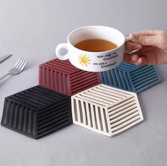 Tấm Lót Ly Nồi hình lục giác 14.5cm chịu nhiệt độ cao miếng đệm cách nhiệt silicon chống trượt L0832