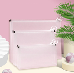 Túi lưới nylon đựng hồ sơ trong suốt có khóa kéo đựng giấy tờ túi đựng hồ sơ đựng văn phòng L0841