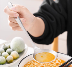 Thìa canh bằng thép không gỉ gia dụng cán dài thìa lẩu đầu to tròn ăn cháo súp A1135