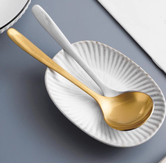 Thìa canh bằng thép không gỉ gia dụng cán dài thìa lẩu đầu to tròn ăn cháo súp A1135