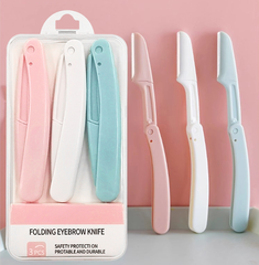 Bộ 3 dao tỉa lông mày an toàn có thể gập chống trầy xước dành cho người mới bắt đầu A1146