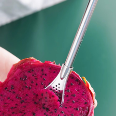 Ống hút tích hợp thìa khuấy ăn trái cây uống nước ép hoa quả có thể tháo rời đầu thìa A1212