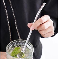 Ống hút tích hợp thìa khuấy ăn trái cây uống nước ép hoa quả có thể tháo rời đầu thìa A1212