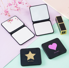 Gương vuông trang điểm mini cầm tay, gương trang điểm công chúa cầm tay có thể gập lại A1213